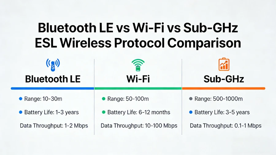 බ්ලූටූත් එදිරිව Wi-Fi vs උප-GHz ඉලෙක්ට්‍රොනික රාක්ක ලේබලය